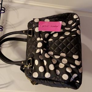Betsey Johnson Dot Dome Satchel Blk/WHT Polka Dot